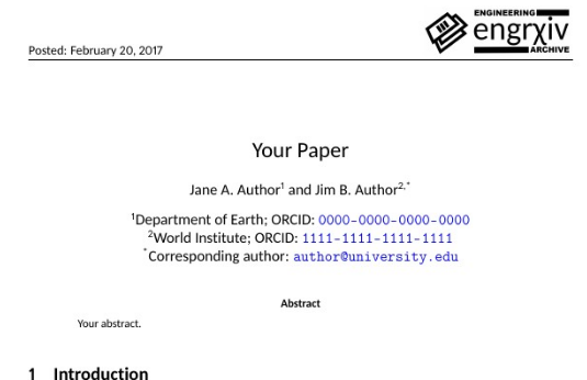 Screenshot of the engrXiv template.